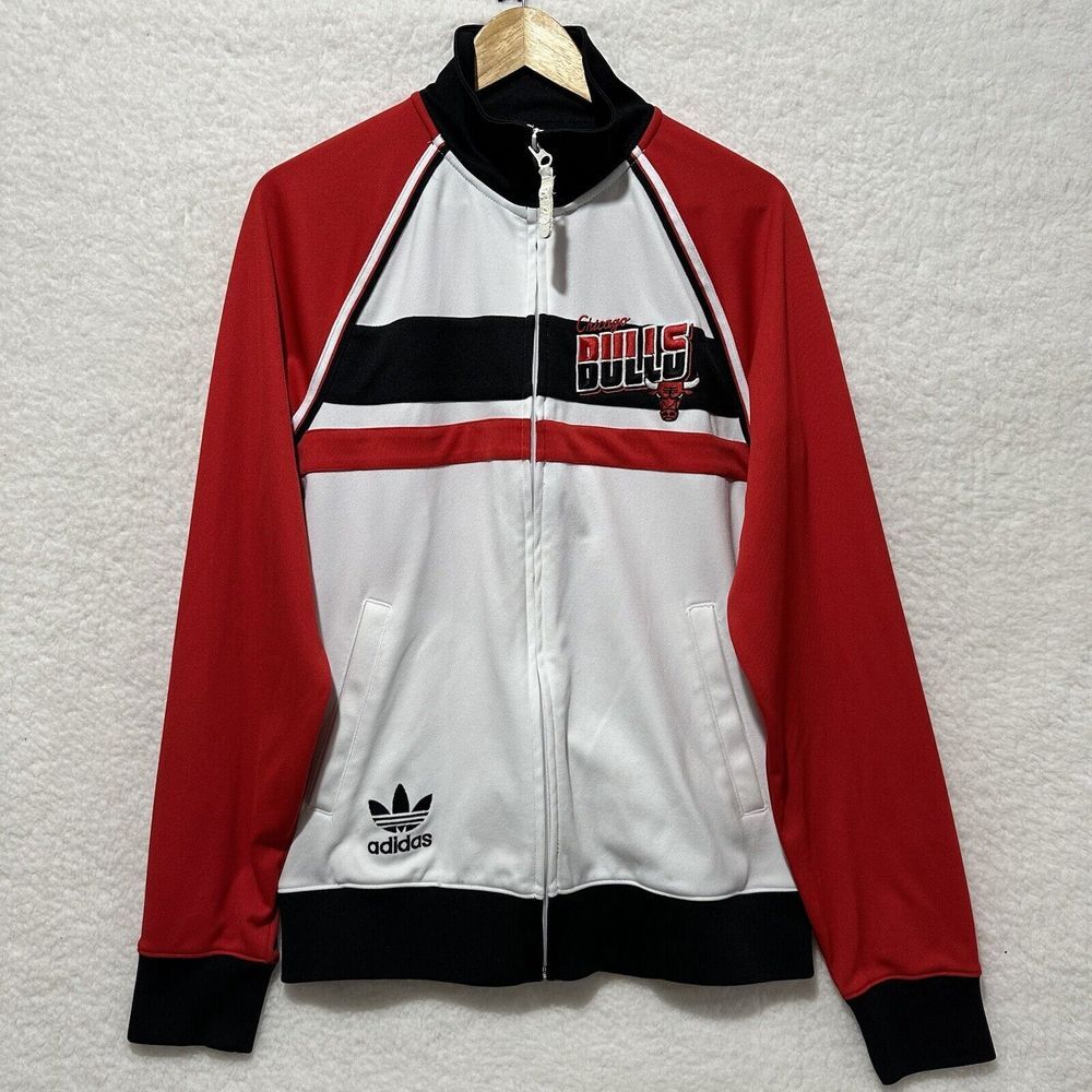 Chicago Bulls Adidas Men's Red White Black Full‎ Zip Jacket Size Small Y2K